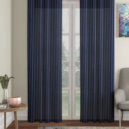 HOSTA HOMES Blue Set of 2 Striped Door Curtain-image-97