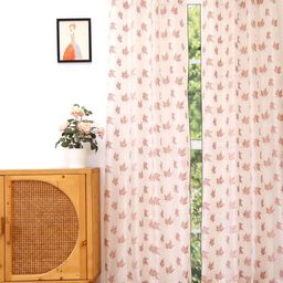 Ariana Pink & Peach-Coloured Floral Sheer Door Curtain-12