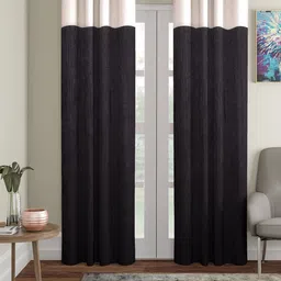 Home Sizzler Black & Cream-Coloured Set of 2 Door Curtains-18