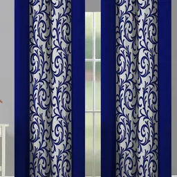 Aura Blue & White 2Pcs Room Darkening Door Curtain-image-26