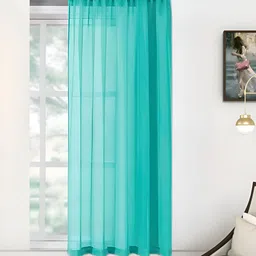 THE CONVERSION Turquoise Blue Sheer Long Door Curtain-image-54