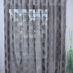 Homefab India Grey Set of 2 Sheer Door Curtain-51