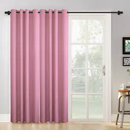 HOSTA HOMES Pack Of 2 Pink Self Design Long Door Curtain-46