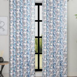 ROMEE 2 Pcs White & Blue Floral Room Darkening Long Door Curtain-image-15