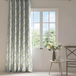 DDecor Gold-Toned & Blue Floral Room Darkening Long Door Curtain-28