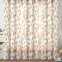 Lunar Days White 3 Pieces Floral Room Darkening Long Door Curtain-image-76