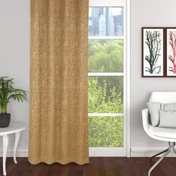 THE CONVERSION Brown Textured Jacquard Room Darkening  Window Curtain-image-59