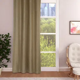 THE CONVERSION Brown Jute Cotton Room Darkening Long Door Curtain-48