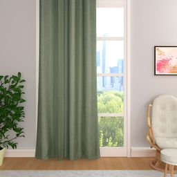 THE CONVERSION Green Jute Cotton Room Darkening Long Door Curtain-12