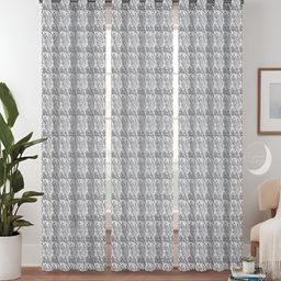 Lunar Days Black & White 3 Pieces Abstract Room Darkening Cotton Long Door Curtain-4