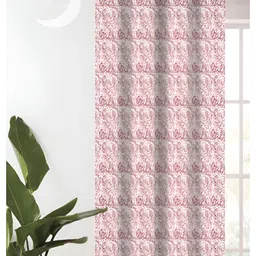 Lunar Days Red & White Abstract Cotton Room Darkening Long Door Curtain-3