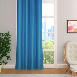 THE CONVERSION Turquoise Blue Room Darkening Jute Long Door Curtain-95