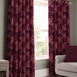 CASABLEU Fuchsia 2 Pieces Floral Black Out Eyelet Door Curtains-image-88