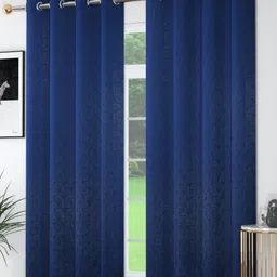 AaHo Decor Navy Blue Set of 2 Ethnic Motifs Black Out Door Curtain-picture-1