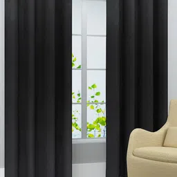 Homefab India Black Set of 2 Long Door Curtains-image-7