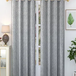 Aura Grey 2 Pieces Printed Grommet Long Door Curtain-image-70