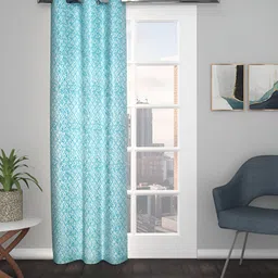 THE CONVERSION Turquoise Blue Geometric Jacquard Door Curtain-image-89