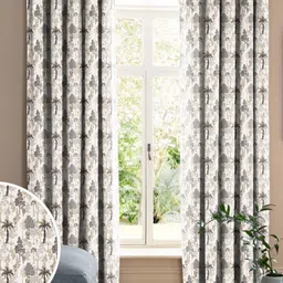 CASABLEU Grey Set of 2 Floral Long Door Curtain-24