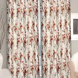 REYANSH DECOR Off White & Orange 2 Pieces Floral Long Door Curtain-image-54