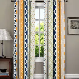 RRC White & Orange 2 Pieces Geometric Printed Long Door Curtain-image-19