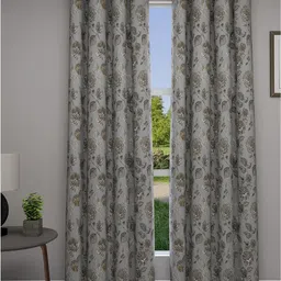 GM Skylight Grey & Green 2 Pieces Floral Room Darkening Door Curtain-image-16