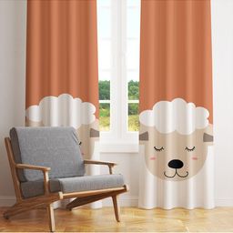 STYBUZZ Brown & White Set of 2 Printed Room Darkening Door Curtain-3