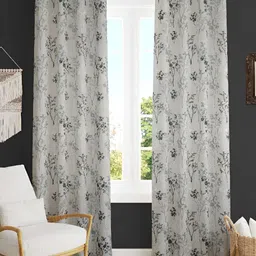 Kraftiq Homes Grey 2 Pieces Floral Velvet Room Darkening Door Curtains-picture-32