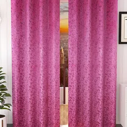 Kraftiq Homes Pink & Grey 2 Pcs Abstract Velvet Room Darkening Door Curtain-2