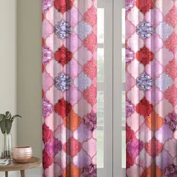 ROMEE Pink & Purple Geometric Room Darkening Door Curtain-20