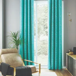 BIANCA Sea Green Set of 2 Geometric Room Darkening Door Curtain-14