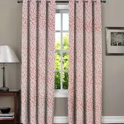RRC Pink & White 2 Pieces Abstract Printed Microfiber Cotton Room Darkening Door Curtains-picture-21