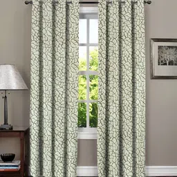 RRC Grey & White 2 Pieces Abstract Printed Microfiber Cotton Room Darkening Door Curtains-image-2