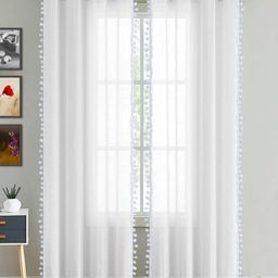 HOMEMONDE White Sheer Door Curtain-41