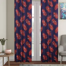 Aura Red & White 2 Pieces Abstract Printed Eyelet Door Curtains-7