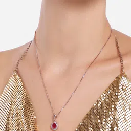 Zaveri Pearls Rose Gold-Plated CZ-Studded Pendant With Chain-1