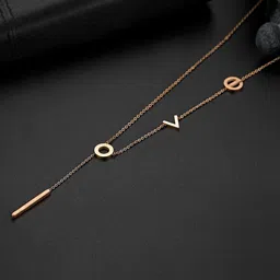 Yellow Chimes Rose Gold-Plated Love Pendant With Chain-image-16