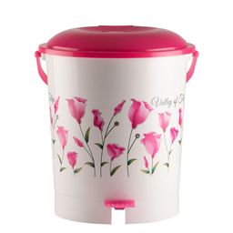 Kuber Industries Pink & White Printed Dustbin With Handle image 2