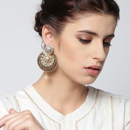 PANASH Gold Plated Crescent Shaped Chandbalis Earrings image 3