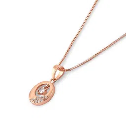 Zaveri Pearls Rose Gold-Plated CZ-Studded Pendant With Chain image 4