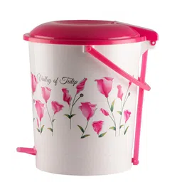 Kuber Industries Pink & White Printed Dustbin With Handle image 5