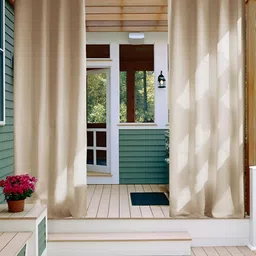 Dashing fabrics Cream-Coloured Set of 2 Black Out Window Curtain image 2