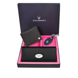 WildHorn Unisex Black Solid Leather Accessory Gift Set-image-17