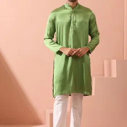 Swtantra Mandarin Collar Satin Kurta-image-26