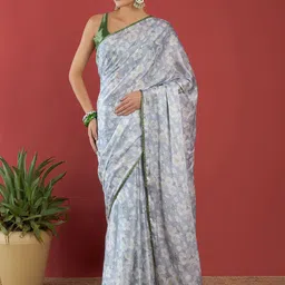 all about you Satin Floral Saree with Blouse-image-13