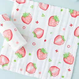 SYGA Infants White & Pink Printed Cotton Multi-Utility Napkin-28