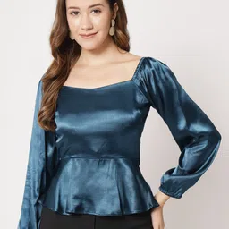 CHARMGAL Print Satin Cinched Waist Top-picture-22