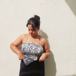STREET 9 Black & guyabano Print Satin Top-picture-26