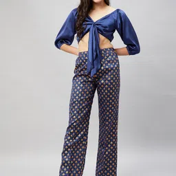 Orchid Blues Puff Sleeve Satin Crop Top-picture-49