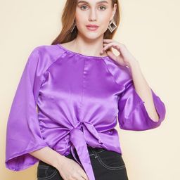BAESD Flared Sleeve Satin Top-image-1