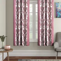 Cortina Pink & Maroon Set of 2 Window Curtains-5